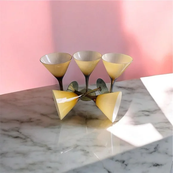 Set of 5 MID CENTURY MCM CARLO MORETTI CASED CARMEL MARTINI GLASSES - Picture 4 of 6